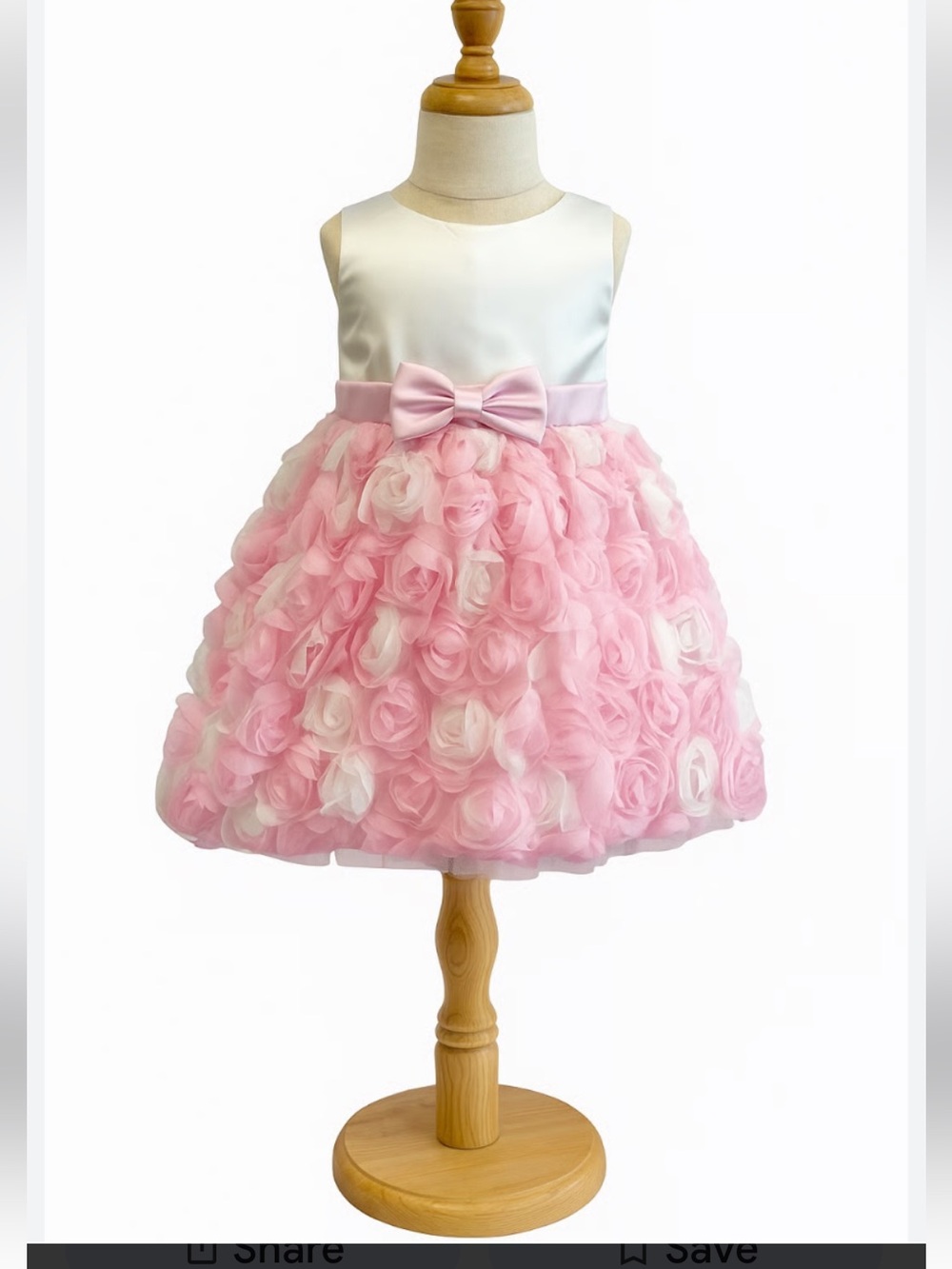 American Princess dress white bodice tulle skirt 3D ivory & pink rosettes Sz 2T